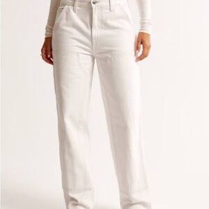 Abercrombie & Fitch Women's Cream Straight Leg Jeans